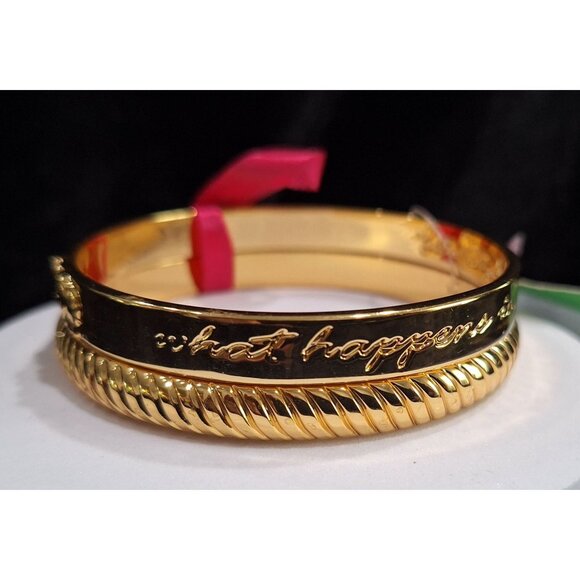 NEW Lilly Pulitzer Gold Tone "What Happens In The Jungle" Bangle Bracelet Set - Picture 3 of 9